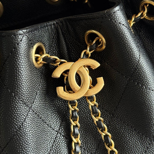 Quilted Chain Handle Bucket Bag