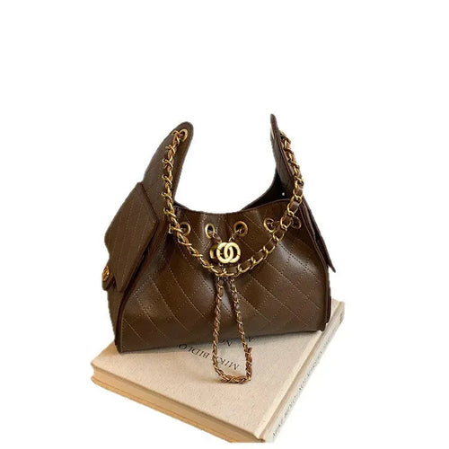 Quilted Chain Handle Shoulder Bag