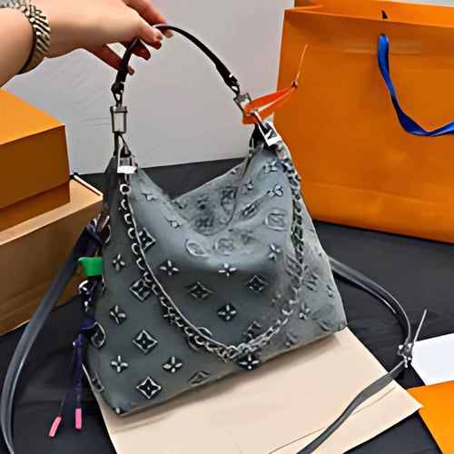 Chain Trim Hobo Shoulder Bag