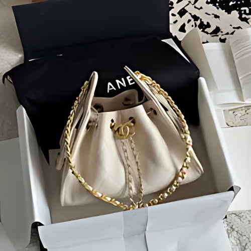 Quilted Chain Handle Bucket Bag