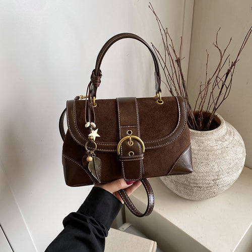 Color Block Buckle Satchel