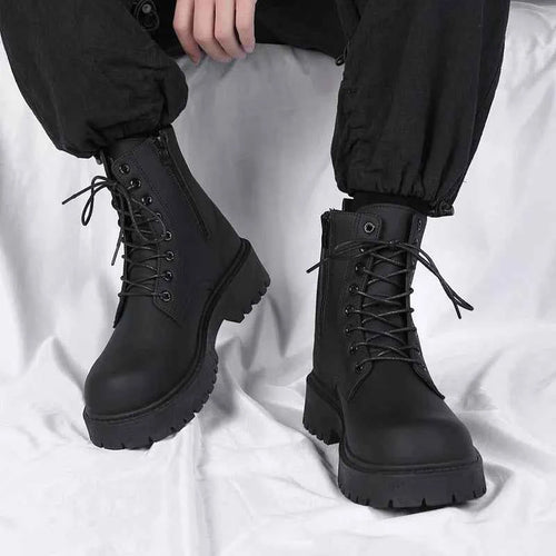 Men's Black Combat Ankle Boots
