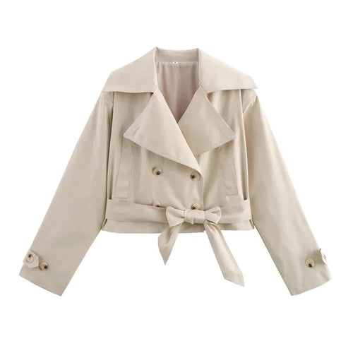 Belted Cropped Trench Jacket