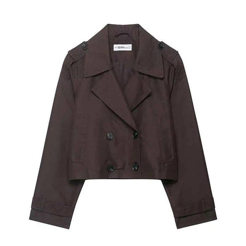 Cropped Double-Breasted Trench Jacket