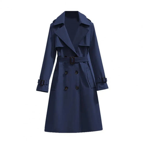 Belted Double-Breasted Long Trench Coat