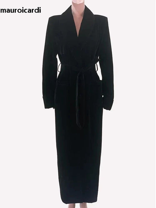 Velvet Belted Trench Coat