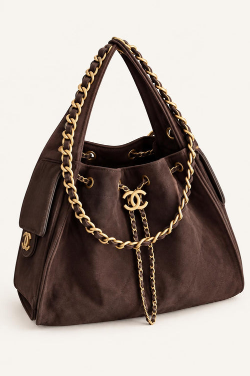 Quilted Chain Handle Bucket Bag