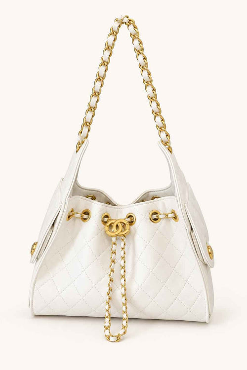 Quilted Chain Handle Shoulder Bag