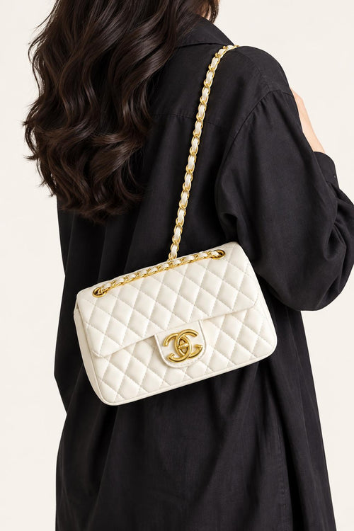 Quilted Chain Flap Crossbody Bag