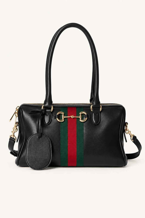 Structured Stripe Tote Satchel