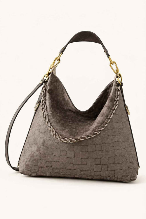 Chain Trim Hobo Shoulder Bag