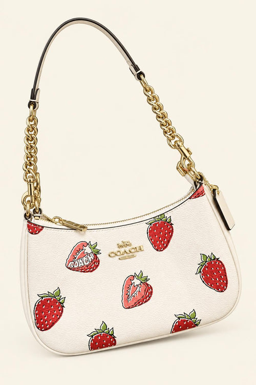 Printed Chain Accent Shoulder Bag