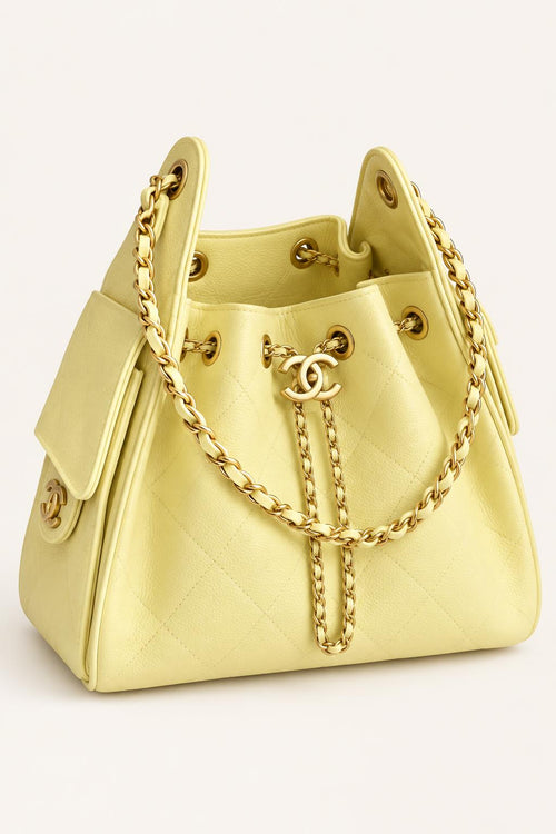Quilted Chain Handle Bucket Bag