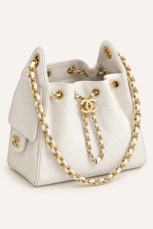 Quilted Chain Handle Bucket Bag
