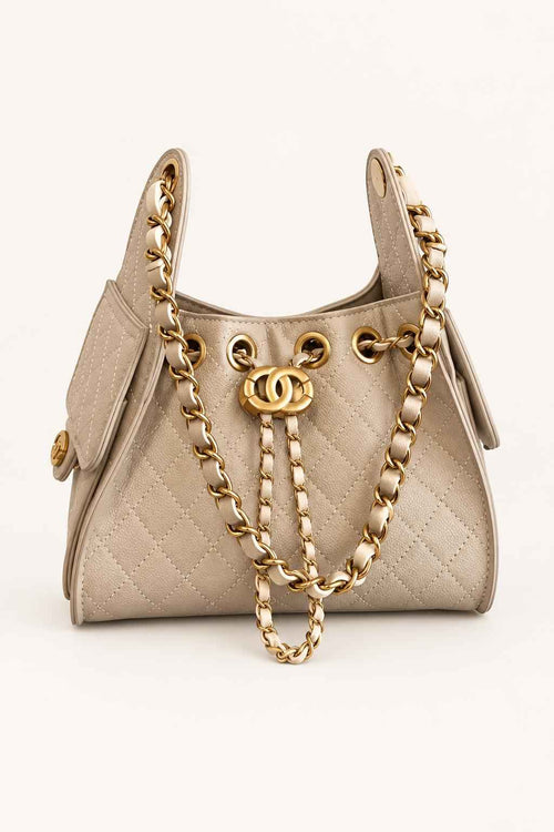 Quilted Chain Handle Shoulder Bag