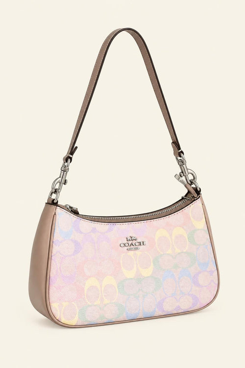 Printed Chain Accent Shoulder Bag
