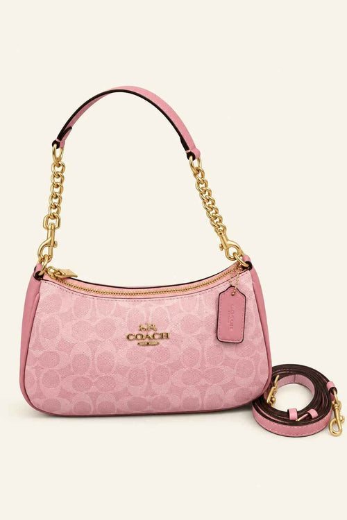 Printed Chain Accent Shoulder Bag