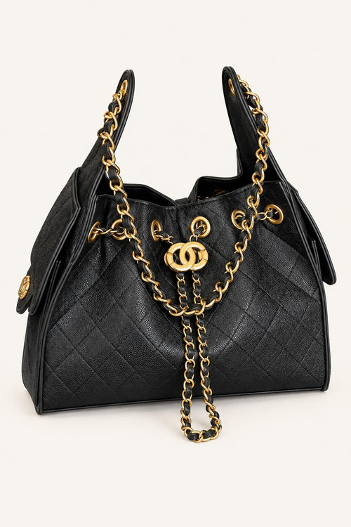 Quilted Chain Handle Shoulder Bag