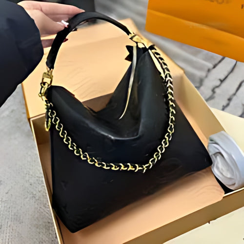 Chain Trim Hobo Shoulder Bag