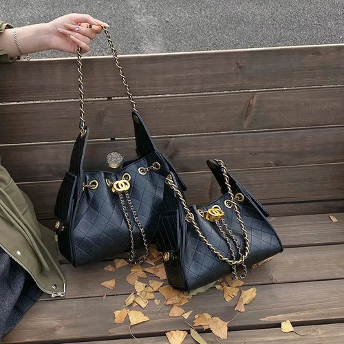 Quilted Chain Handle Shoulder Bag