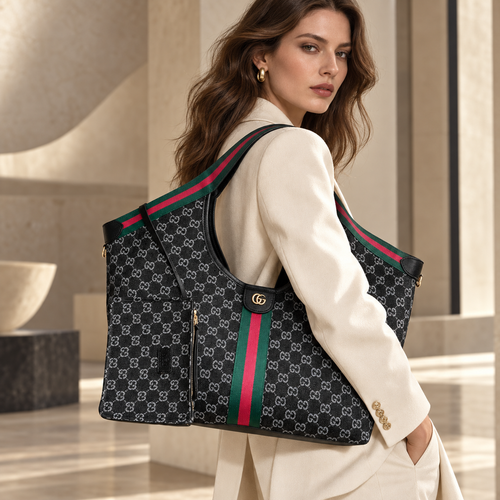Monogram Stripe Hobo Tote