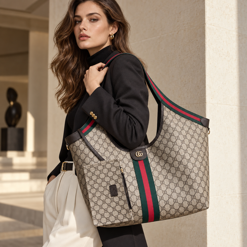Monogram Stripe Hobo Tote