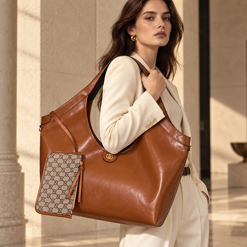 Monogram Stripe Hobo Tote