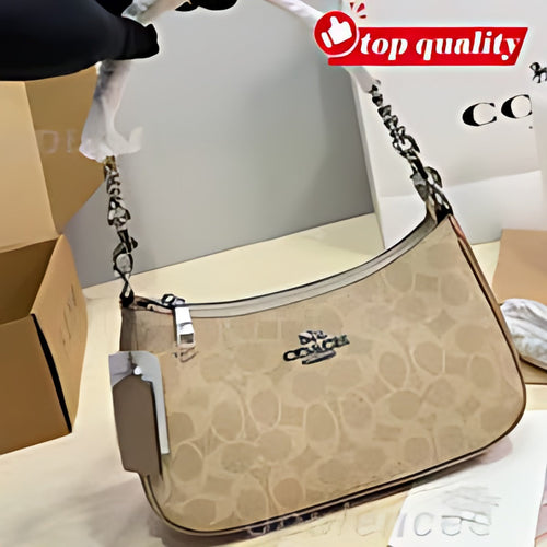Curved Zip Top Shoulder Bag