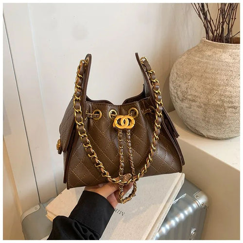 Quilted Chain Handle Shoulder Bag