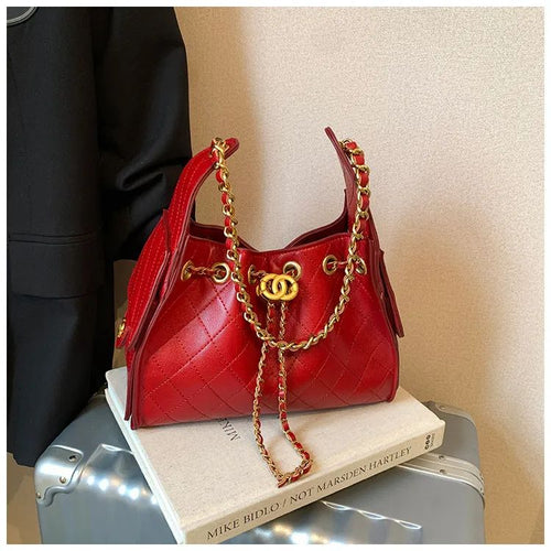 Quilted Chain Handle Shoulder Bag