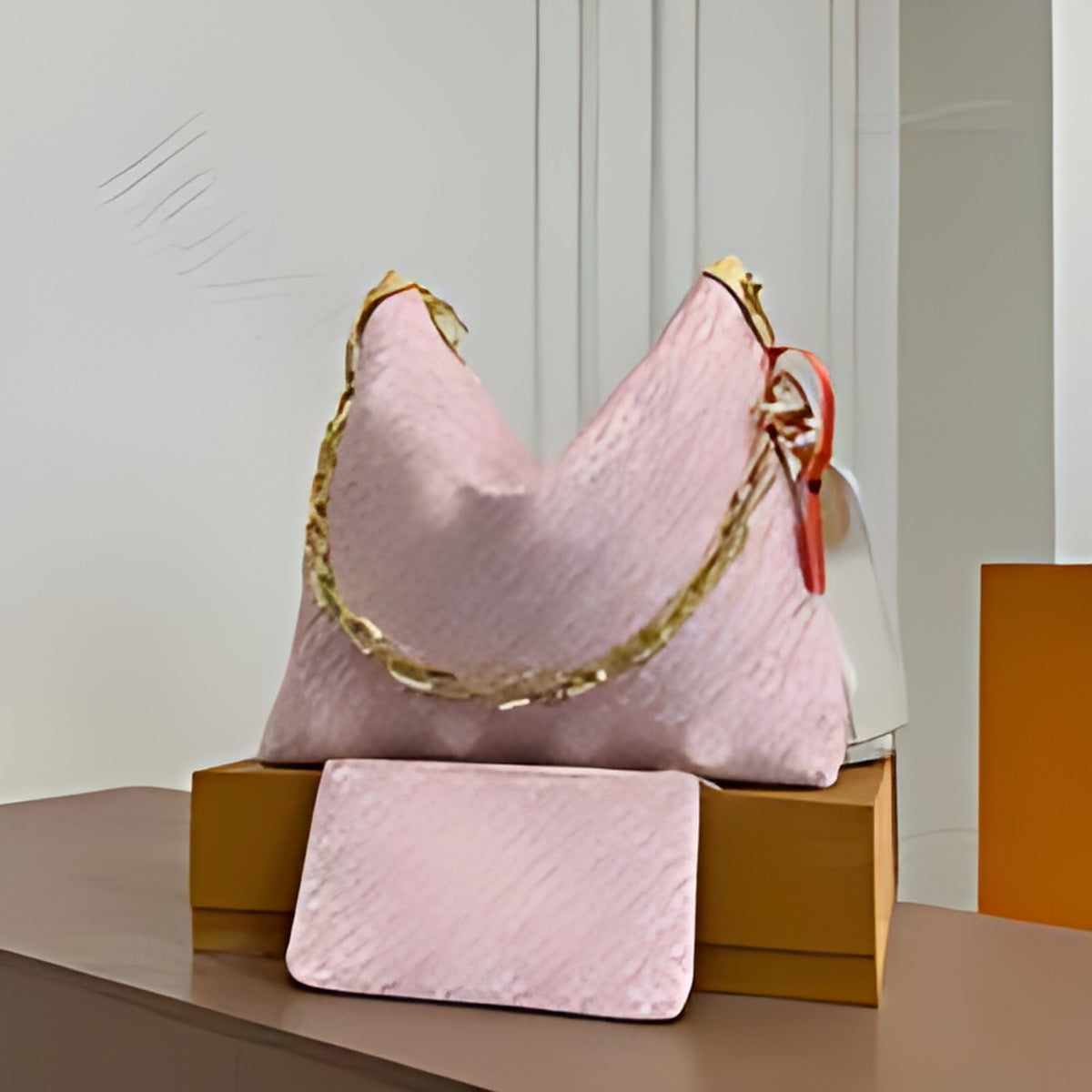 Chain Trim Hobo Shoulder Bag