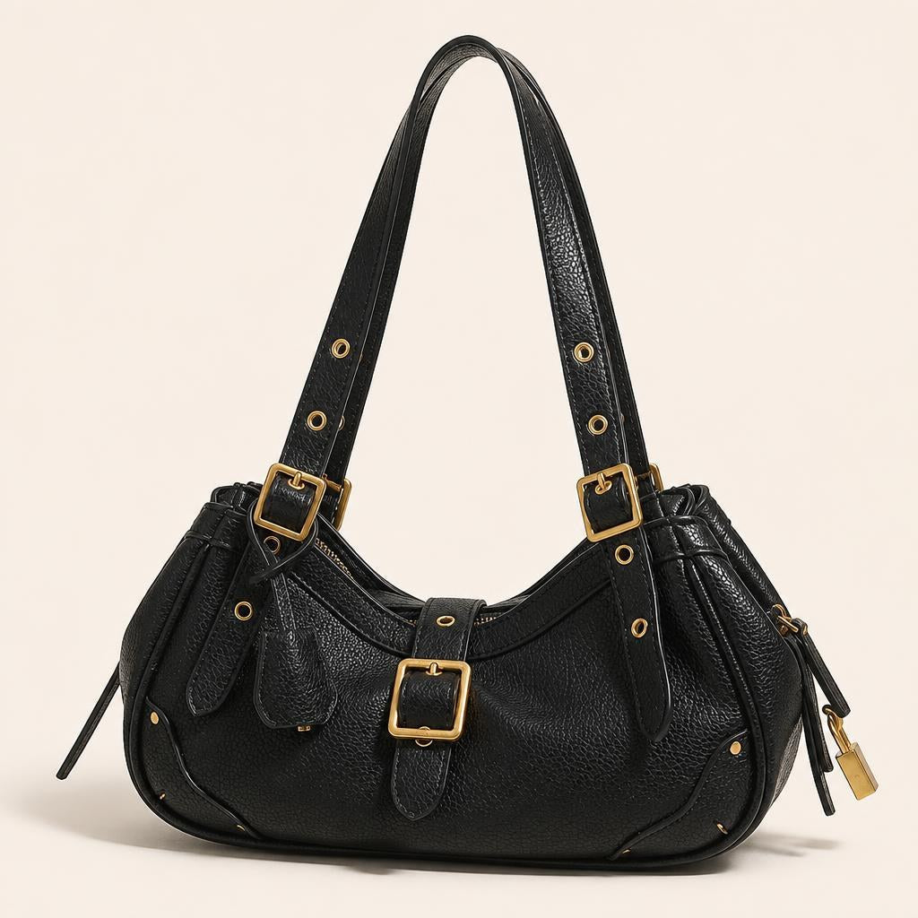 Buckle Detail Slouchy Shoulder Bag