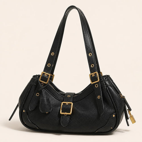 Buckle Detail Slouchy Shoulder Bag