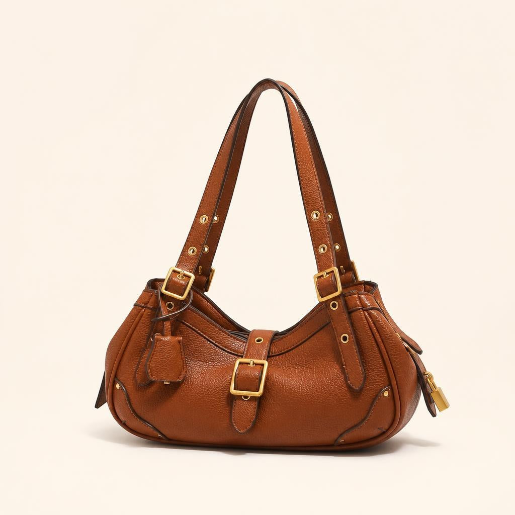 Buckle Detail Slouchy Shoulder Bag