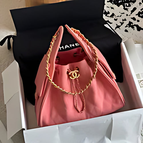Quilted Chain Handle Bucket Bag