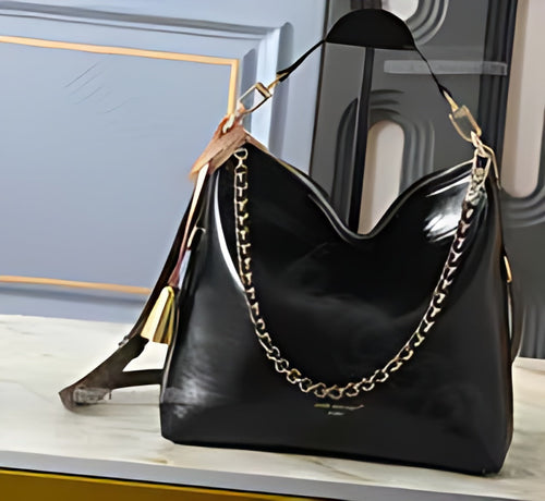 Chain Trim Hobo Shoulder Bag