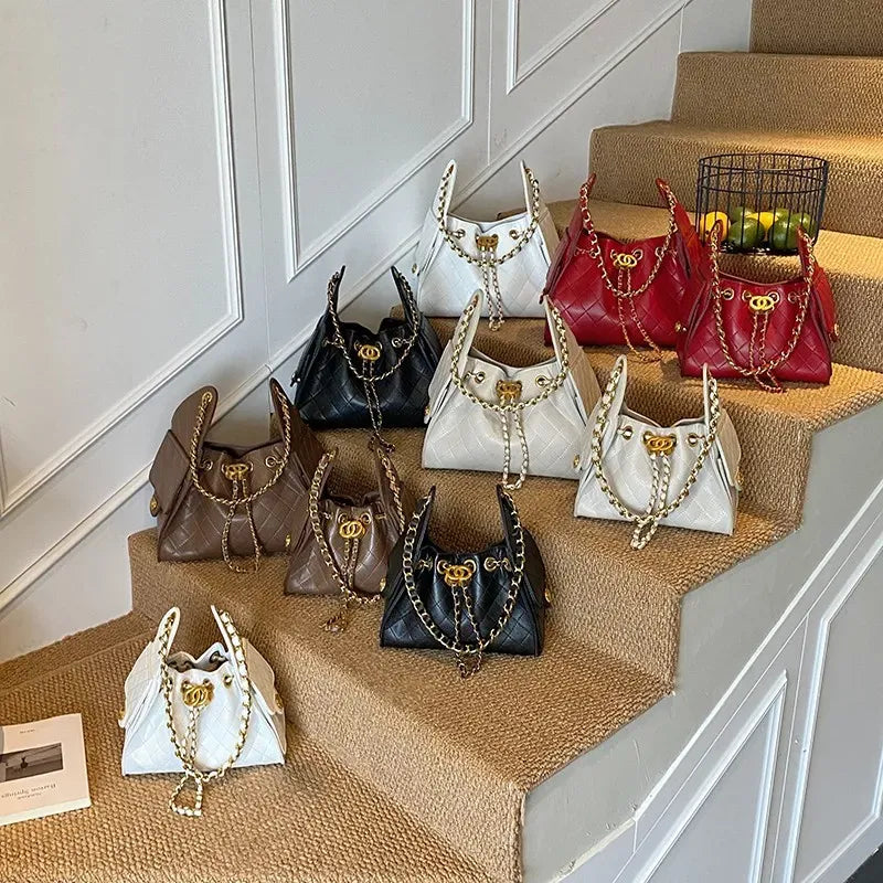 Quilted Chain Handle Shoulder Bag