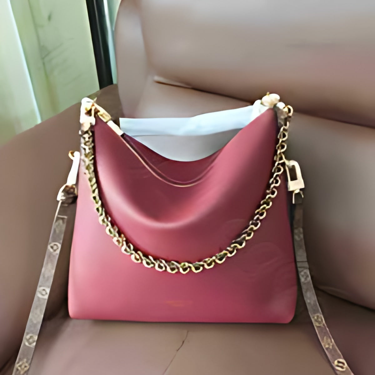 Chain Trim Hobo Shoulder Bag