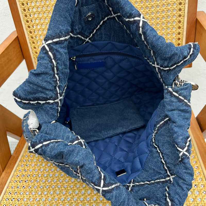 Quilted Patchwork Denim Bucket Tote