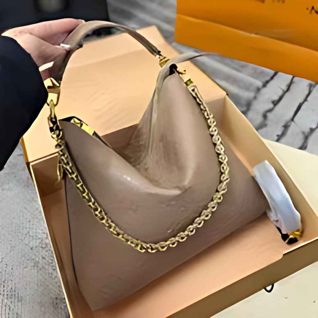 Chain Trim Hobo Shoulder Bag