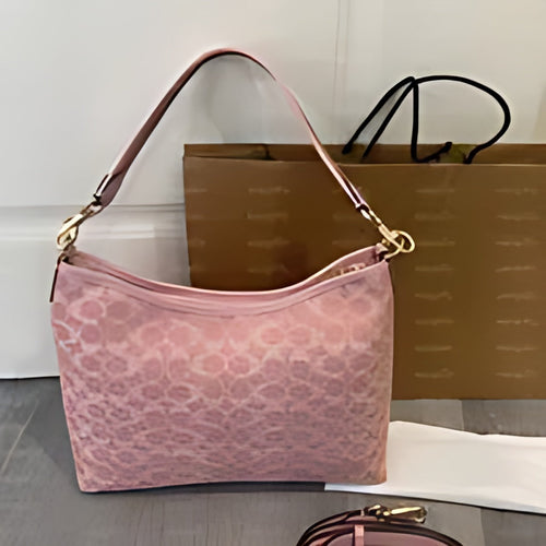 Pink Circular Print Hobo Bag