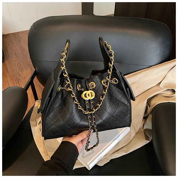 Quilted Chain Handle Shoulder Bag