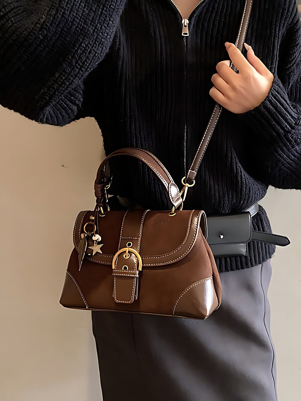 Color Block Buckle Satchel