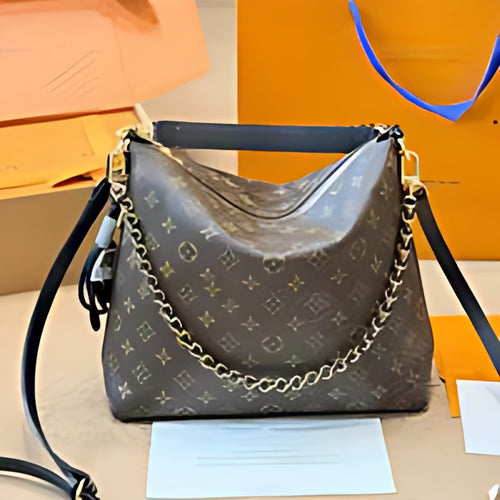 Chain Trim Hobo Shoulder Bag