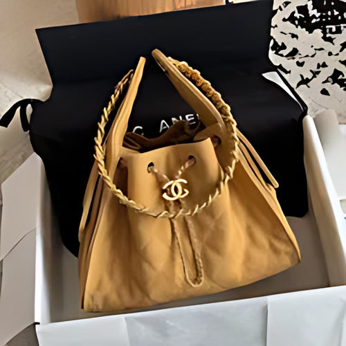 Quilted Chain Handle Bucket Bag
