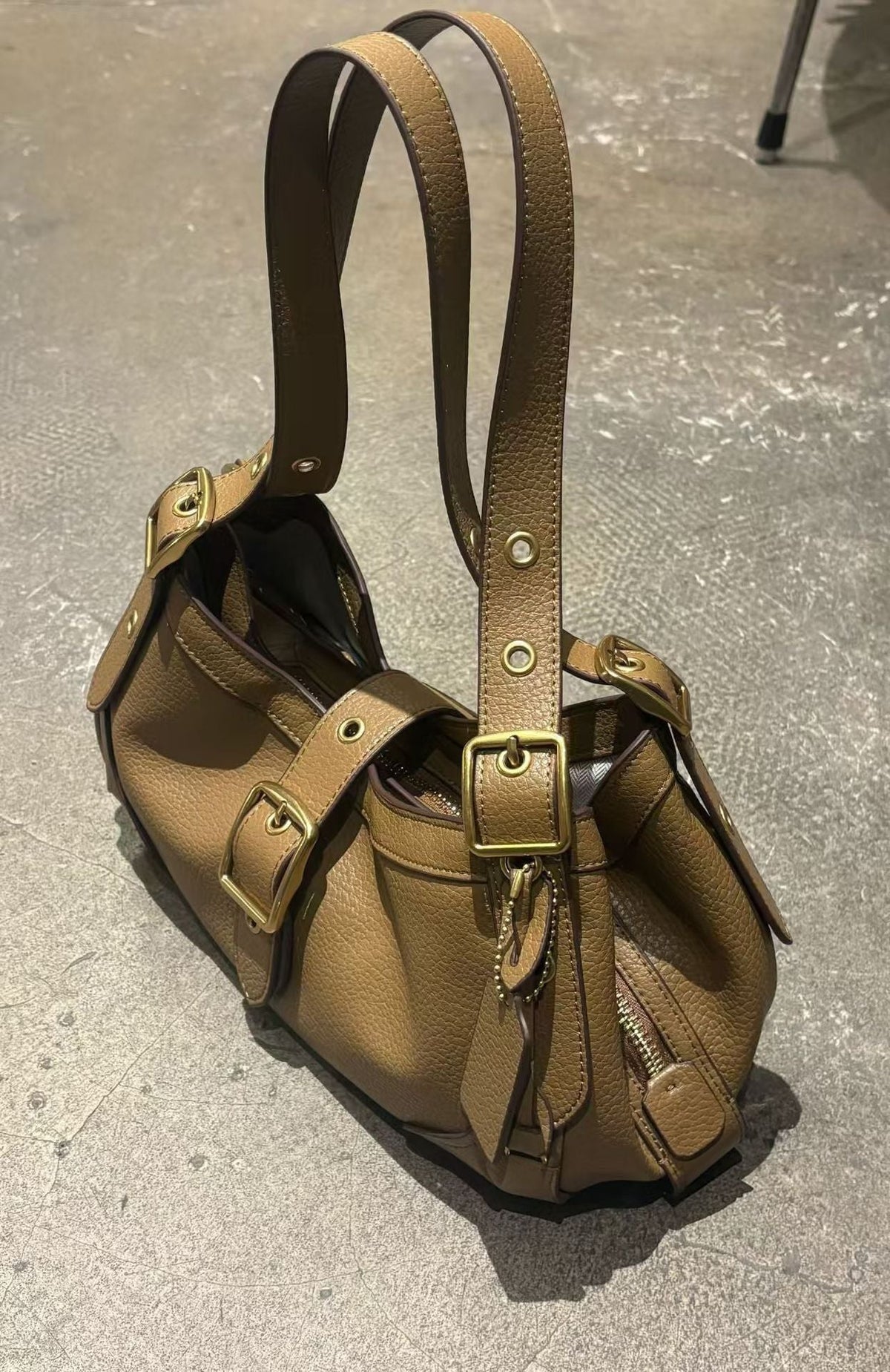 Vintage Cowhide Buckle Shoulder Bag