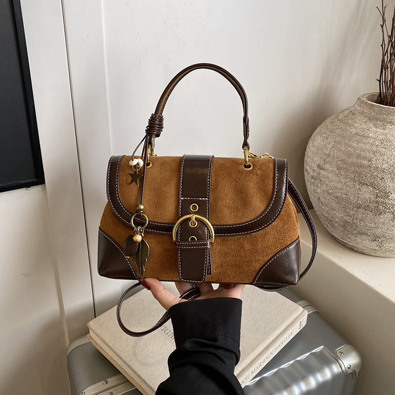 Color Block Buckle Satchel