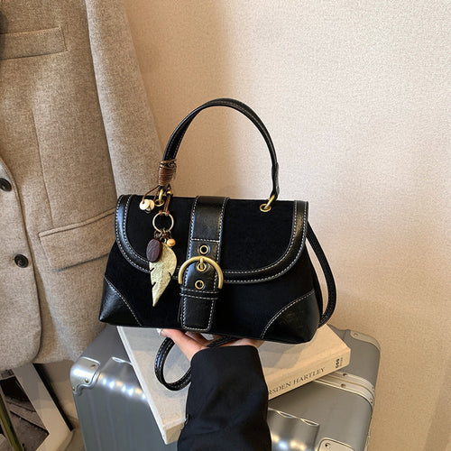 Color Block Buckle Satchel