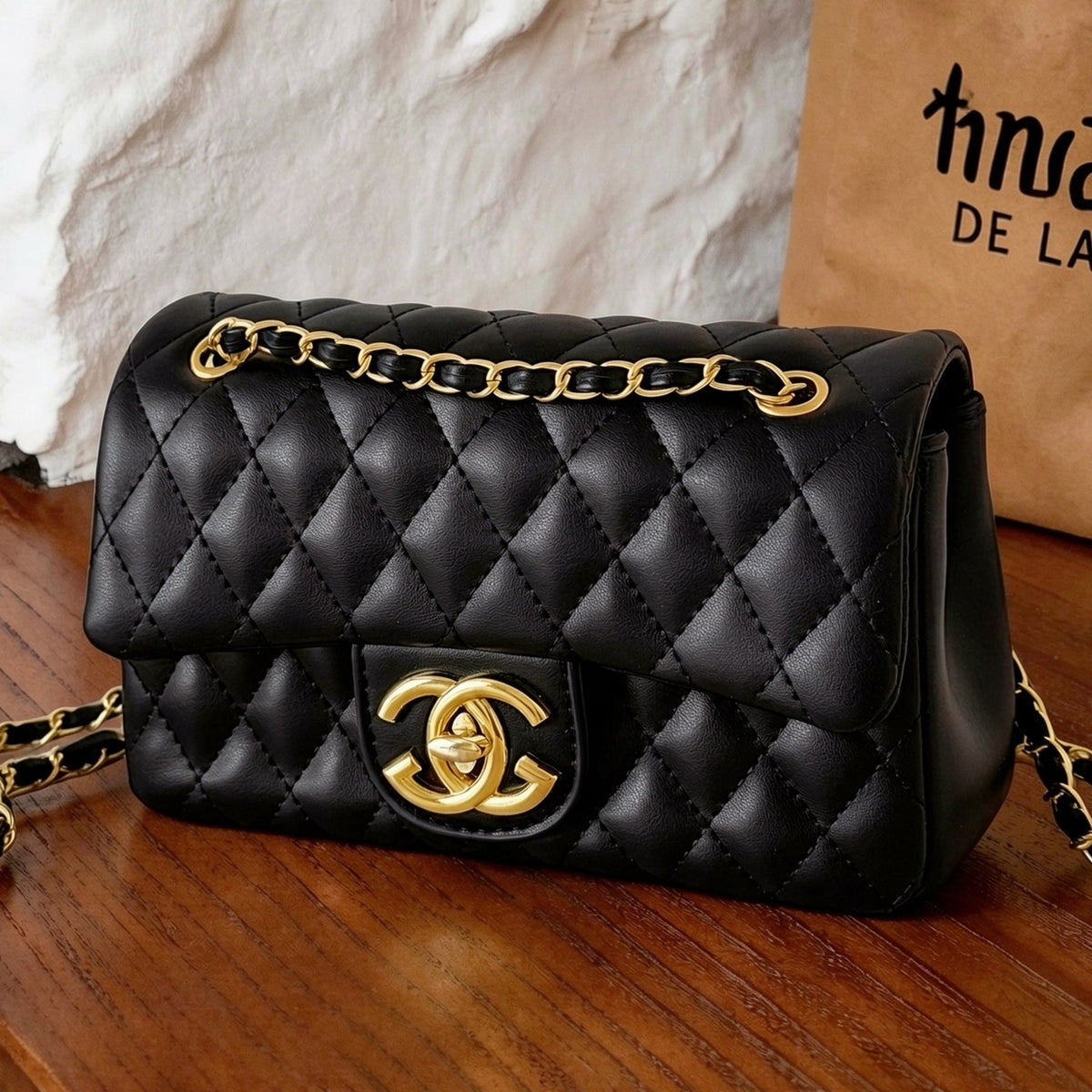 Quilted Chain Flap Crossbody Bag