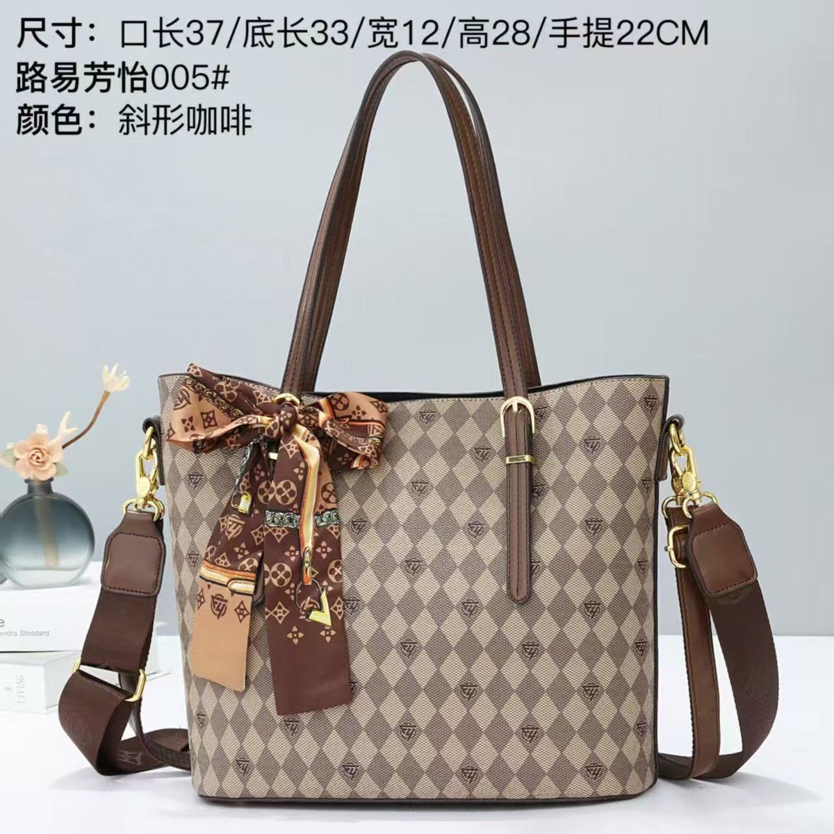 Scarf Bow Monogram Tote